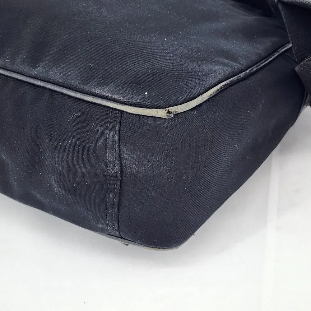 Coach RARE Vintage Leather Trim Buckle Black Messenger Bag Unisex